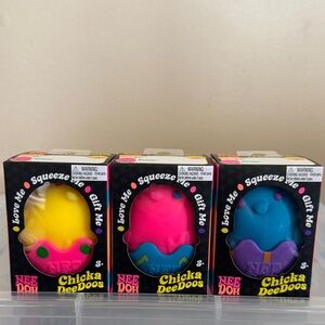 Needoh 3 item set Chicka DeeDoos Squeeze Toy - Yellow Pink Blue (Set of 3)